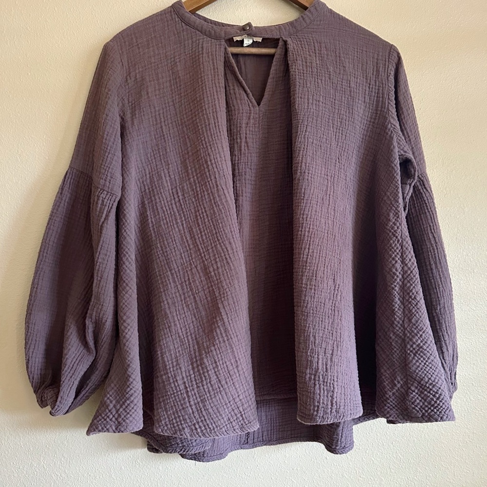 Entro Brown Gauzey Peasant Top
